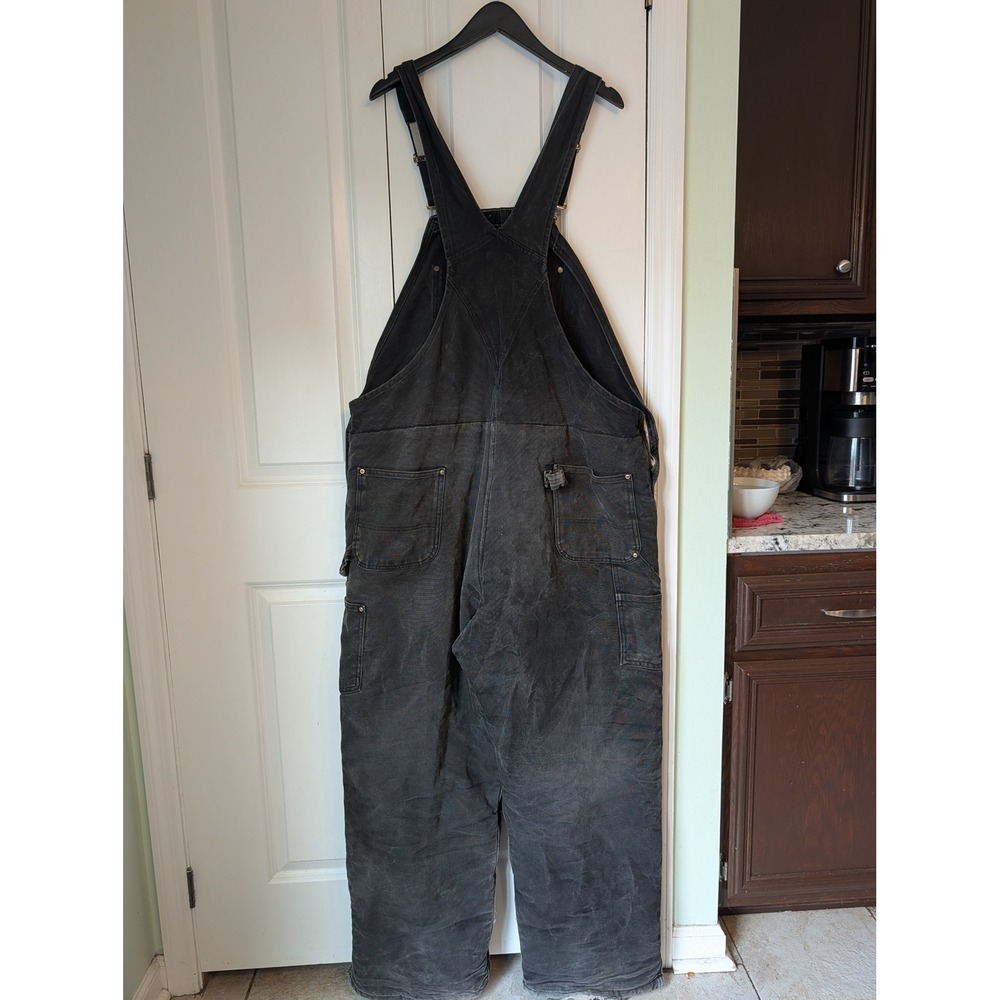 Vtg Carhartt Black Duck Insulated Overalls Double Knee 48-50 Distressed Workwear - Picture 9 of 16